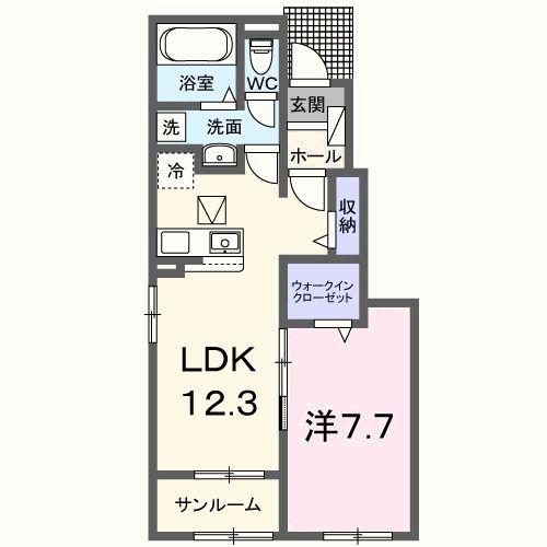 フラワーヨコスカ(1LDK/1階)の間取り写真