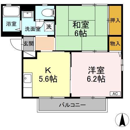 吉ノ前ハイツ・II(2K/1階)の間取り写真