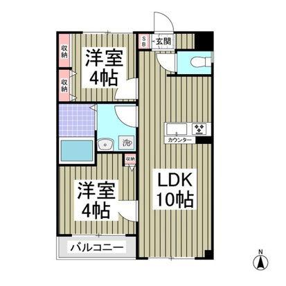 小平ファミリーマンション(2LDK/3階)の間取り写真