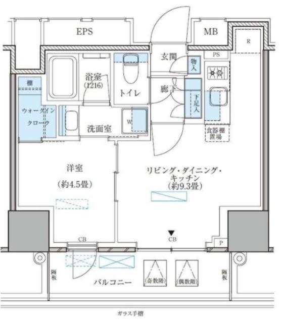 パークアクシス五反田スカイタワー(1LDK/21階)の間取り写真
