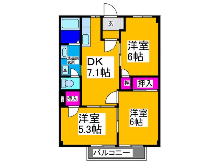メルヘン館モリ(3DK/2階)の間取り写真