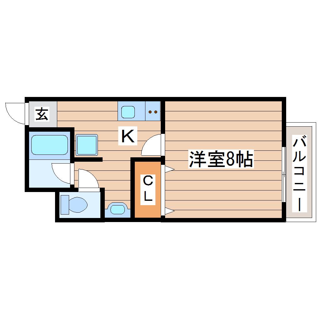 アスコット西多賀(1K/1階)の間取り写真