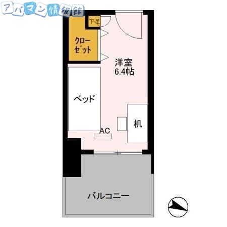 ロイヤルパークスER万代(ワンルーム/2階)の間取り写真