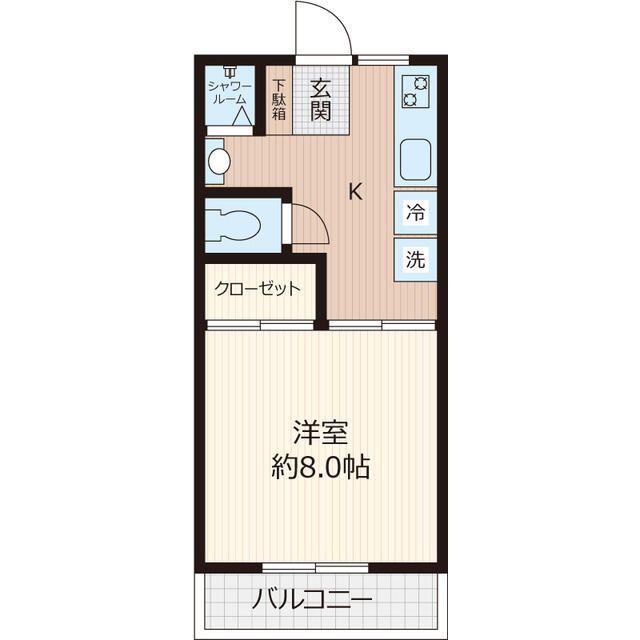 南矢名PRIMEPLACE(1K/2階)の間取り写真