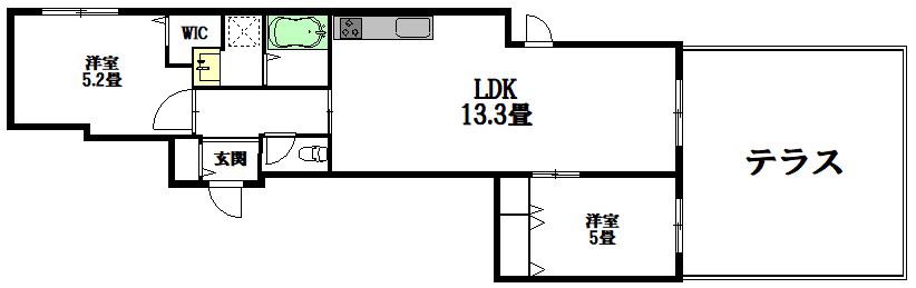 サンクトゥスコート上馬(2LDK/1階)の間取り写真