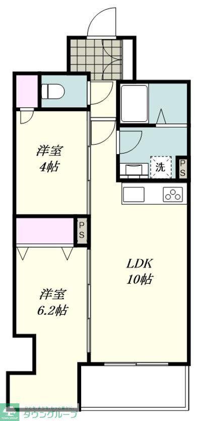 ロイジェント戸越銀座(2LDK/6階)の間取り写真