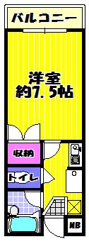 アドリーム松井(1K/4階)の間取り写真