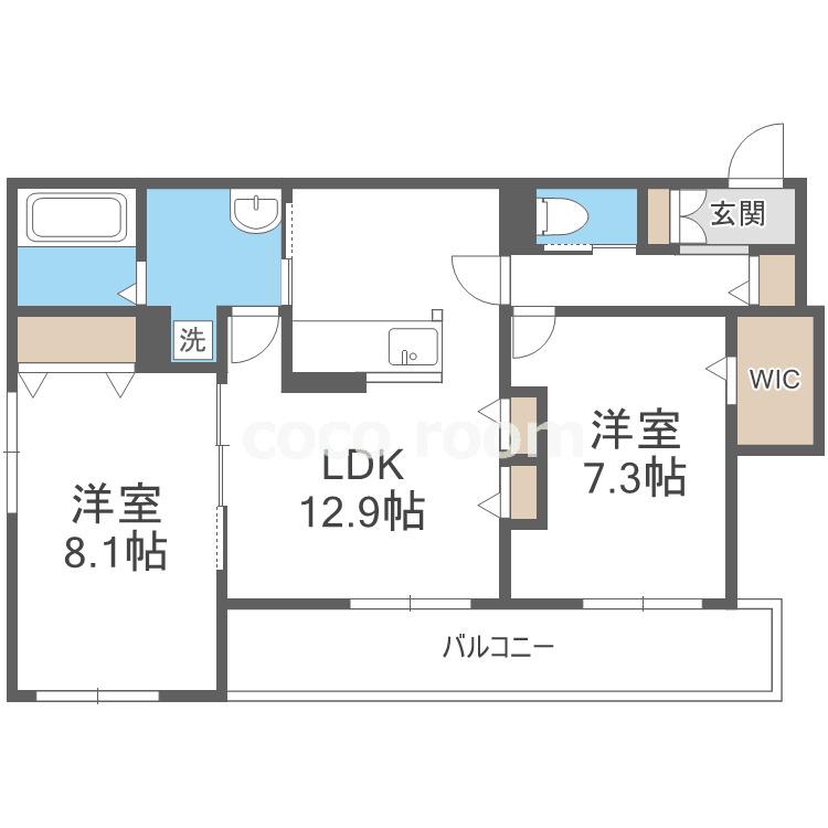 シルフィードうめきた(2LDK/3階)の間取り写真