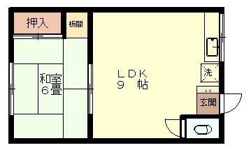 平野アパート(1LDK/1階)の間取り写真