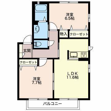 MASTTOWN町村B(2LDK/2階)の間取り写真