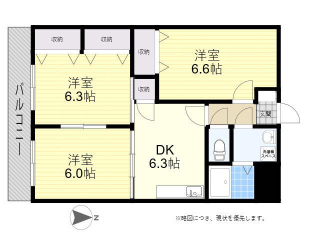 アグール阿部 壱番館(3DK/2階)の間取り写真