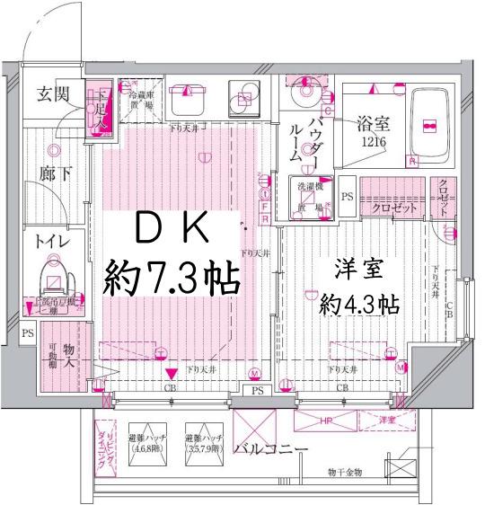 レルシール大島(1LDK/9階)の間取り写真