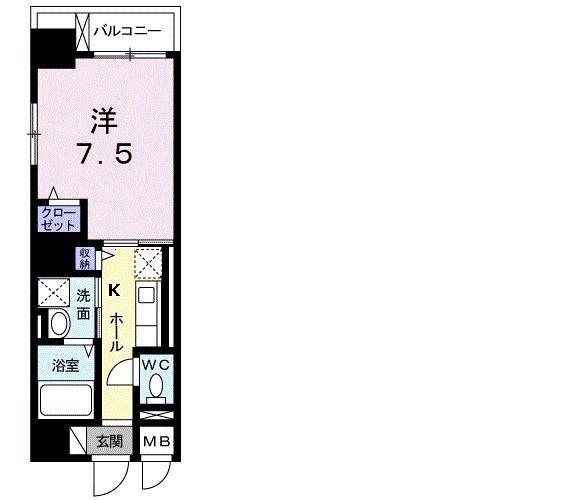 エ クール(1K/2階)の間取り写真