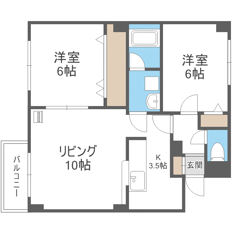 アイリス壱番館(2LDK/1階)の間取り写真