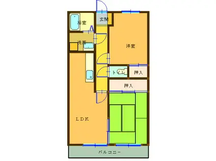 プリンスマンション高平(2LDK/4階)の間取り写真