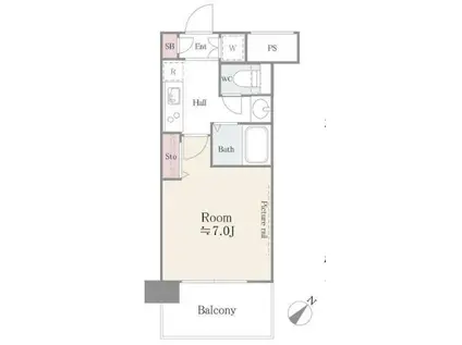 アルテーヌ新横浜(1K/7階)の間取り写真