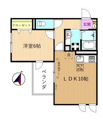 アムール・J(1LDK/1階)の間取り写真