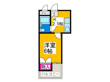 シャトーリヨン(1K/5階)の間取り写真