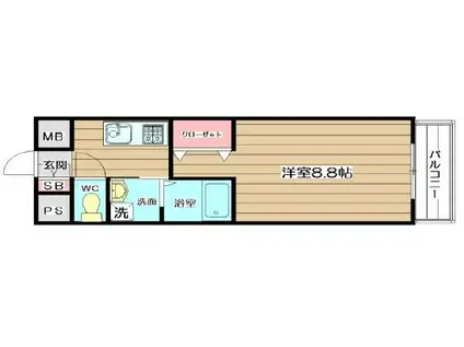 彩都シオン(1K/2階)の間取り写真