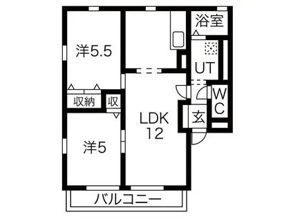 ヴィラデセントレージC(2LDK/2階)の間取り写真