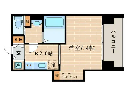 アクアプレイス京都洛南III(1K/3階)の間取り写真