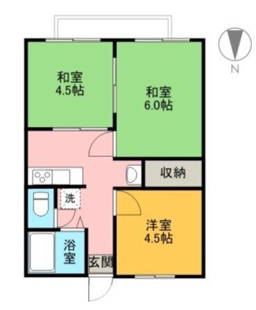 シティハイムパラダイス(3K/2階)の間取り写真