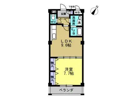 メルベーユHAJIIII(1LDK/1階)の間取り写真