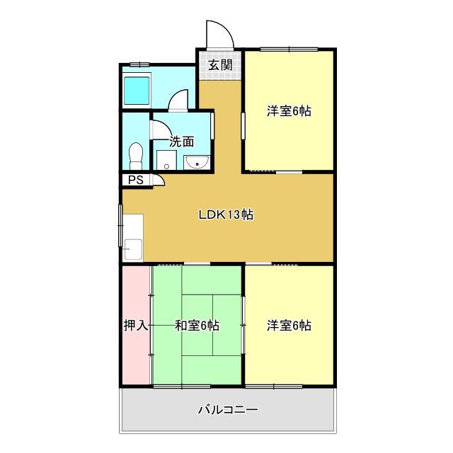 美誠マンション(3LDK/4階)の間取り写真