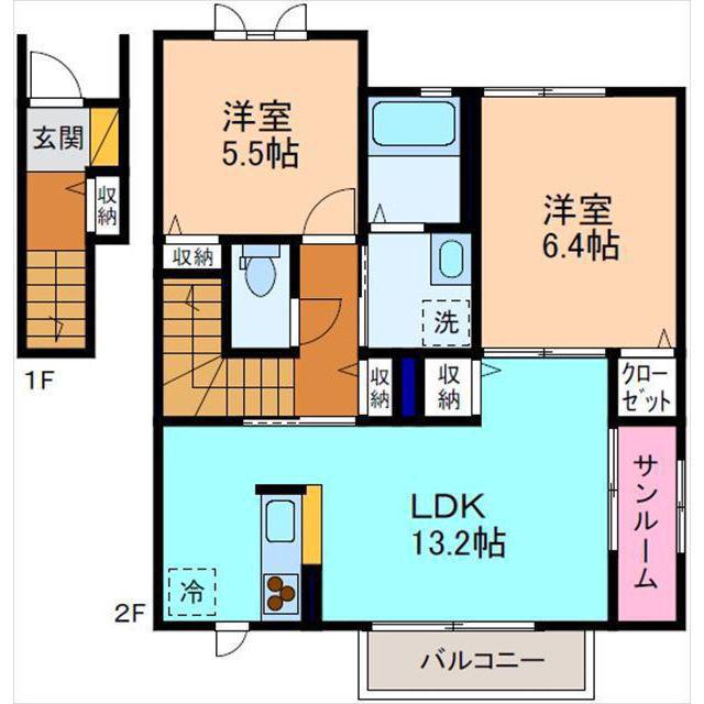 アヴァンティ(2LDK/2階)の間取り写真