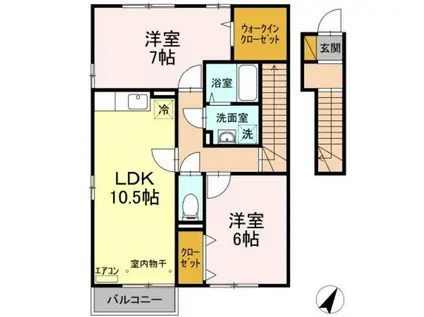 トップV(2LDK/2階)の間取り写真