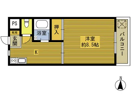 大在コーポ(1K/4階)の間取り写真