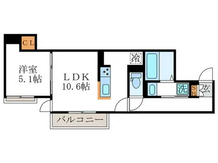 D-ROOM桂川(1LDK/3階)の間取り写真