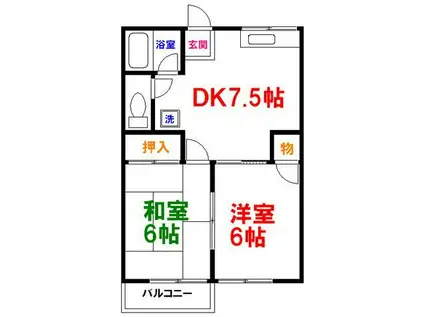 第1コーポ森田(2DK/2階)の間取り写真