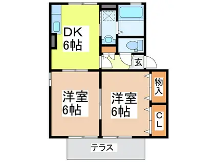 アイリスガーデン菰池 B棟(2DK/1階)の間取り写真