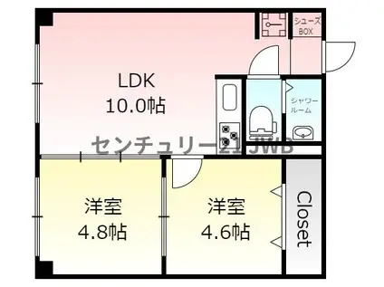 ロジェ札幌25(2LDK/10階)の間取り写真
