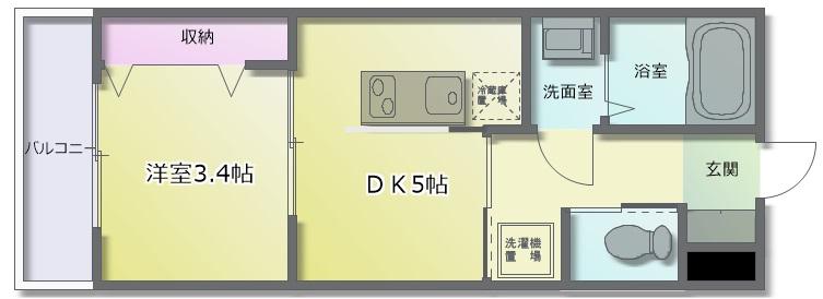 REGIES近大サウスII(1DK/1階)の間取り写真
