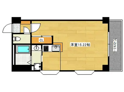 コーポ西翠(ワンルーム/6階)の間取り写真