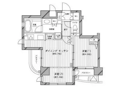 デュオ・スカーラ田端(2DK/3階)の間取り写真