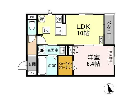 D-ROOM岐阜市福光東PJ B棟(1LDK/1階)の間取り写真
