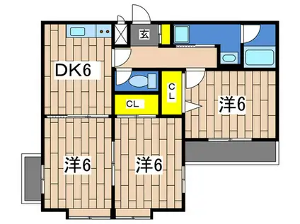 ウッドガーデン東戸塚(3DK/3階)の間取り写真