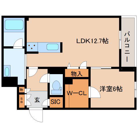 シャーメゾン五位堂(1LDK/2階)の間取り写真