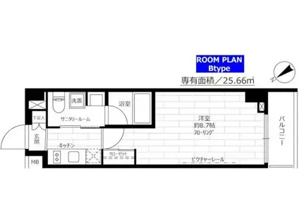 ステージグランデ茅場町(1K/2階)の間取り写真