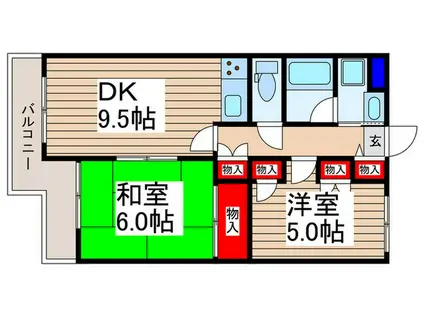 ピースフル上福岡(2DK/1階)の間取り写真
