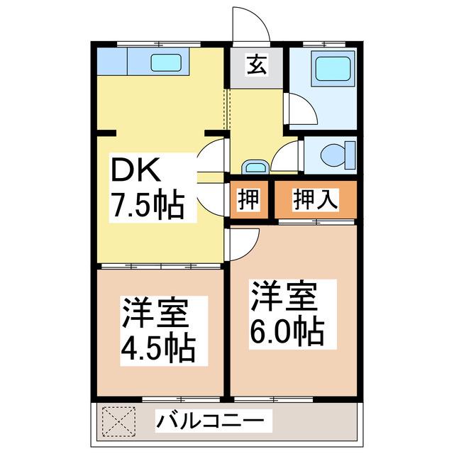 ユウセイアパート(2DK/2階)の間取り写真