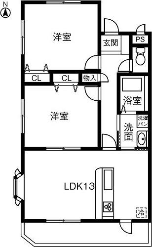 リネット中野(2LDK/2階)の間取り写真