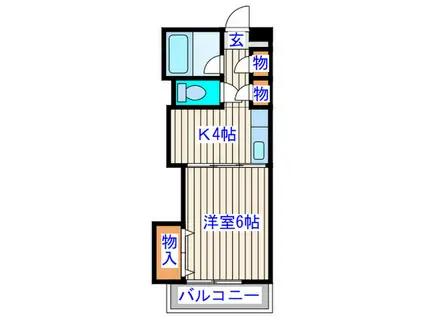 みちのくハイツ10(1K/2階)の間取り写真