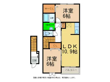 フルール蘭IIB(2LDK/2階)の間取り写真