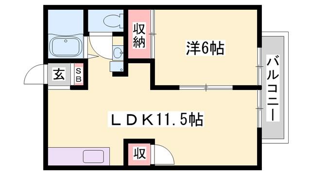メゾン・T2 B棟(1LDK/2階)の間取り写真
