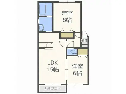 ファミーユ・エザンスI(2LDK/2階)の間取り写真