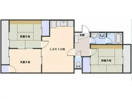 五日市ロイヤルハイツ(3LDK/1階)の間取り写真